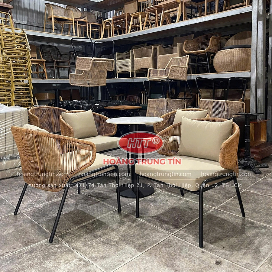 Bộ Bàn Ghế Đan Nhựa Giả Mây HTT 02