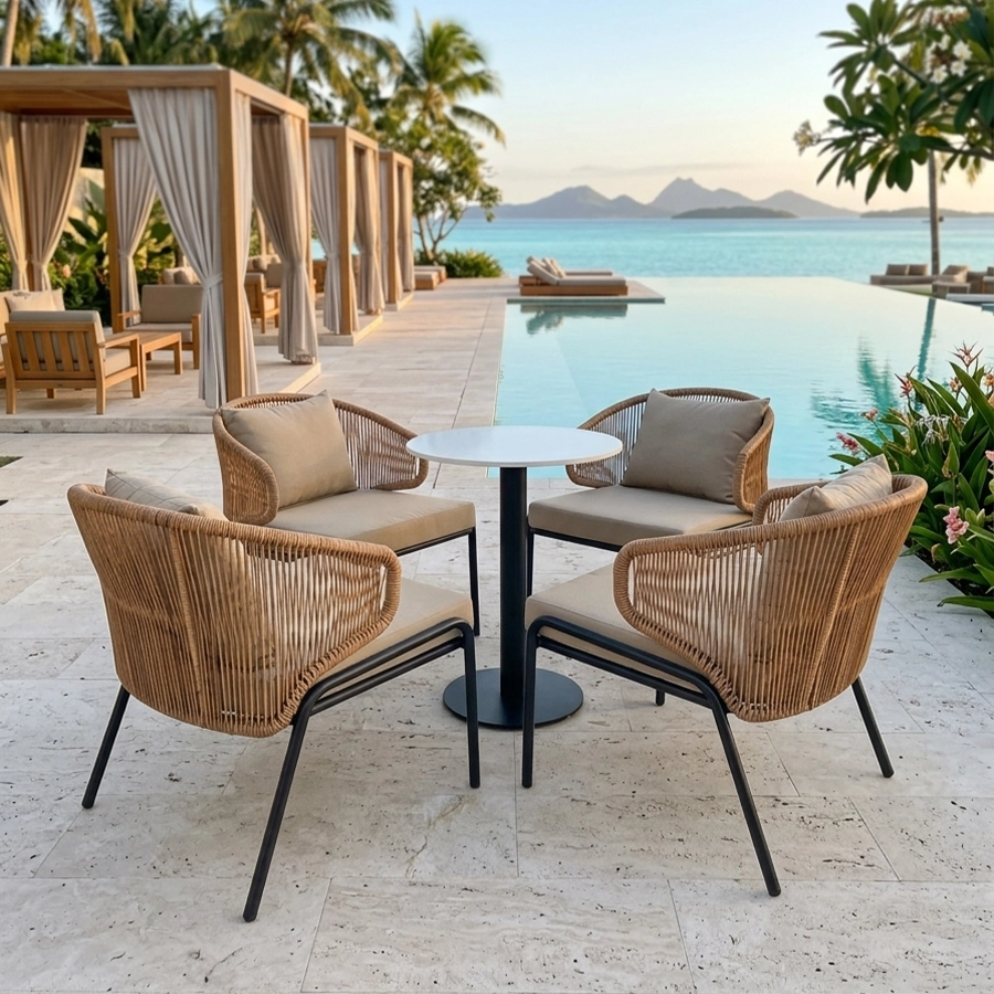 Bộ B&agrave;n Ghế Đan Nhựa Giả M&acirc;y HTT 02