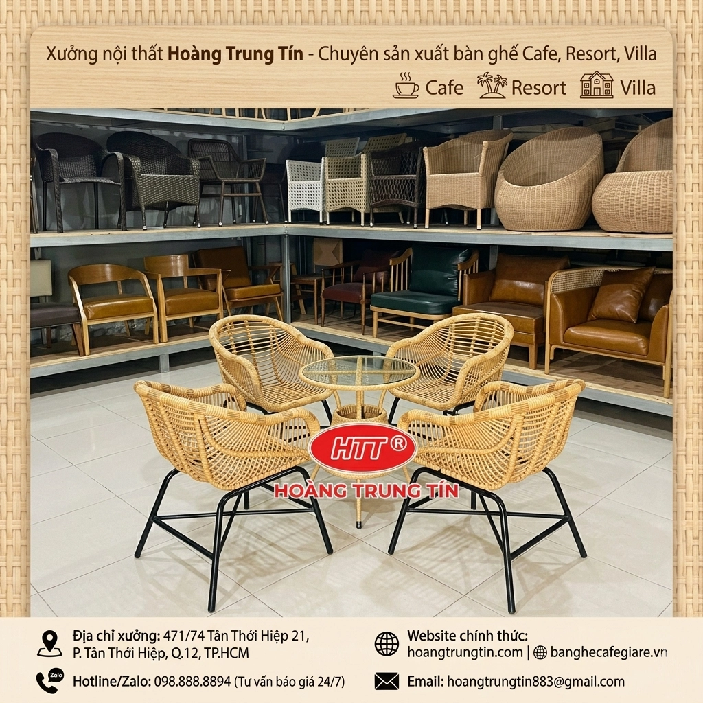 Ghế Nhựa Giả Mây Đan Bó Mía HTT 01