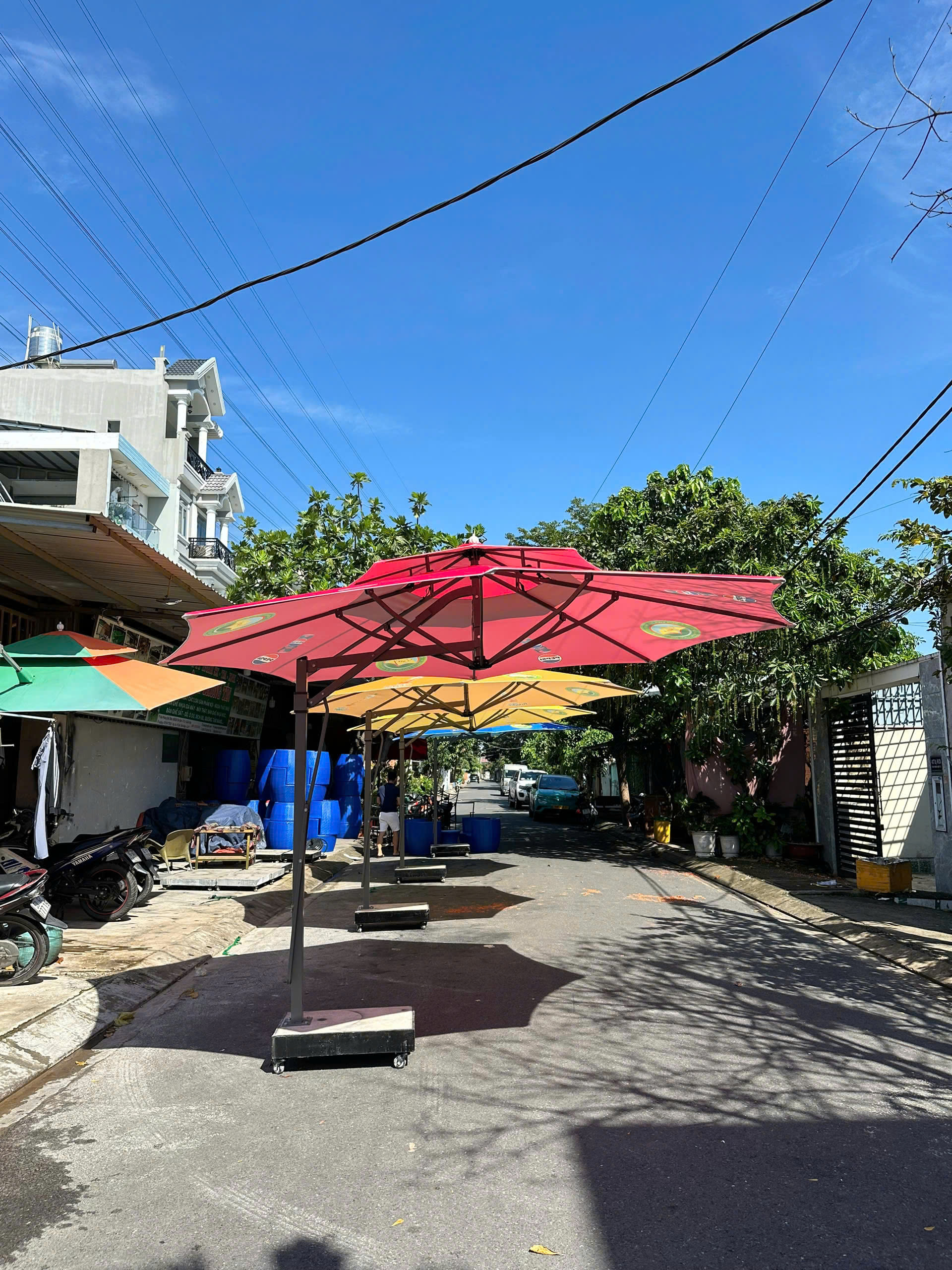 Dù cafe lệch tâm vuông 3m HTT01