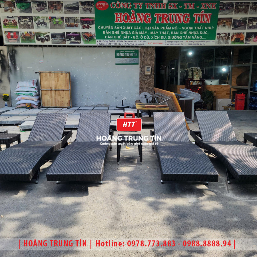 Giường tắm nắng đan nhựa giả mây HTT028