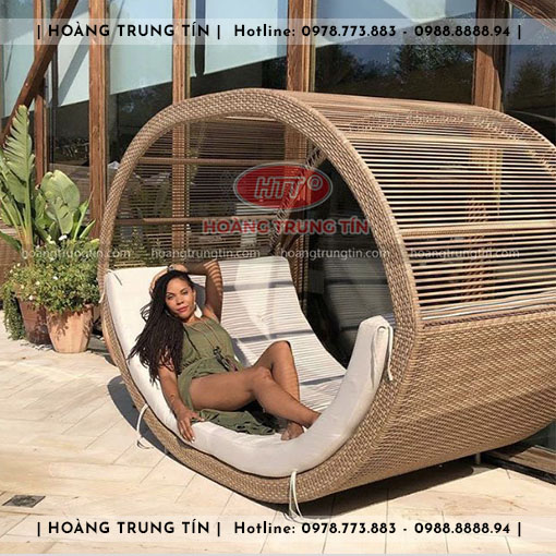 Ghế trang trí mái vòm đan nhựa giả mây HTT009