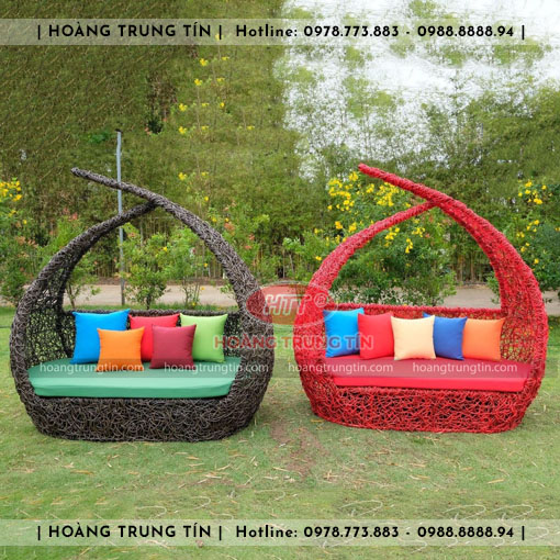 Ghế trang trí ngoài trời đan nhựa giả mây HTT014
