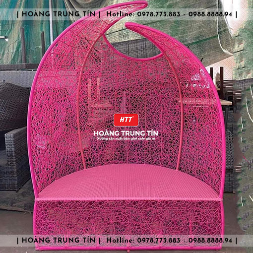 Ghế trang trí ngoài trời đan nhựa giả mây HTT017