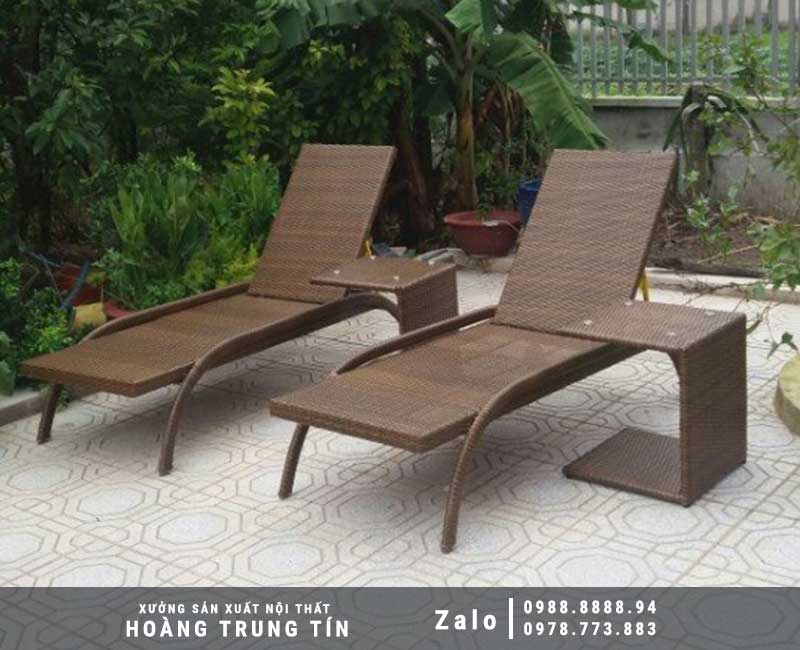 Giường tắm nắng nhựa giả mây