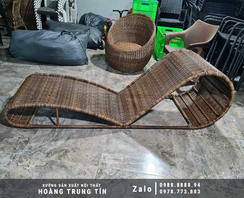 Giường tắm nắng nhựa giả mây HTT-10
