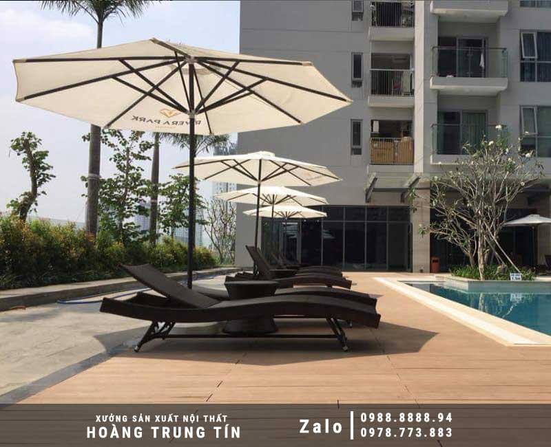Giường tắm nắng nhựa giả mây HTT-14