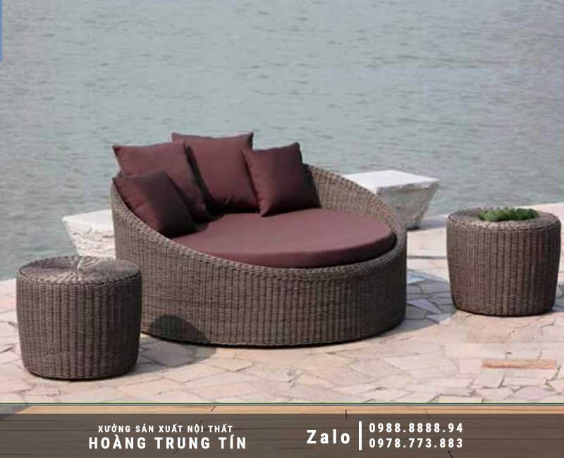 Giường tắm nắng nhựa giả mây HTT-17