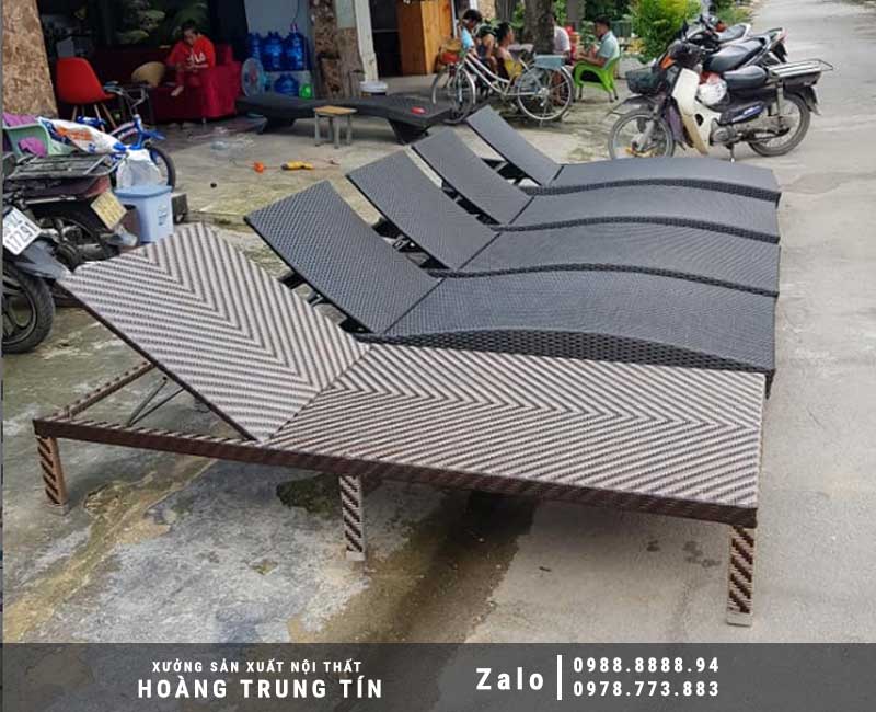Giường tắm nắng nhựa giả mây HTT-05