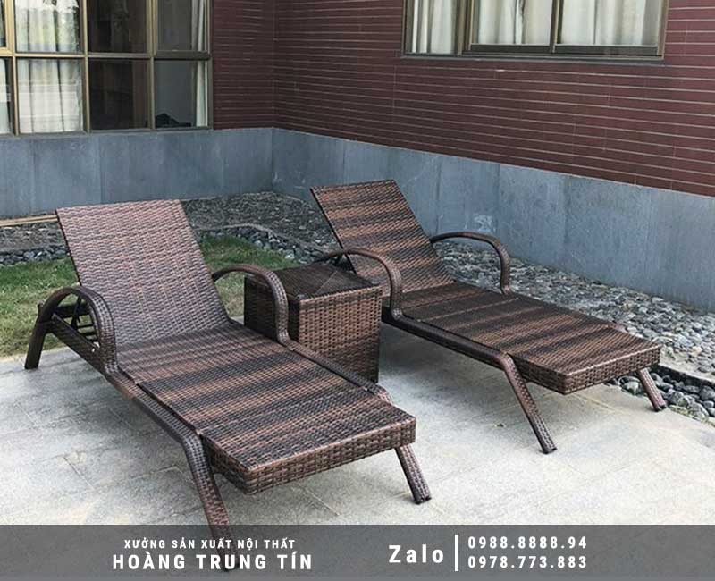 Giường tắm nắng nhựa giả mây HTT-03