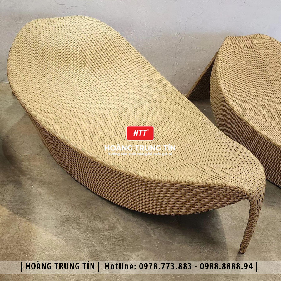 Giường Tắm Nắng Đan Nhựa Giả Mây HTT006