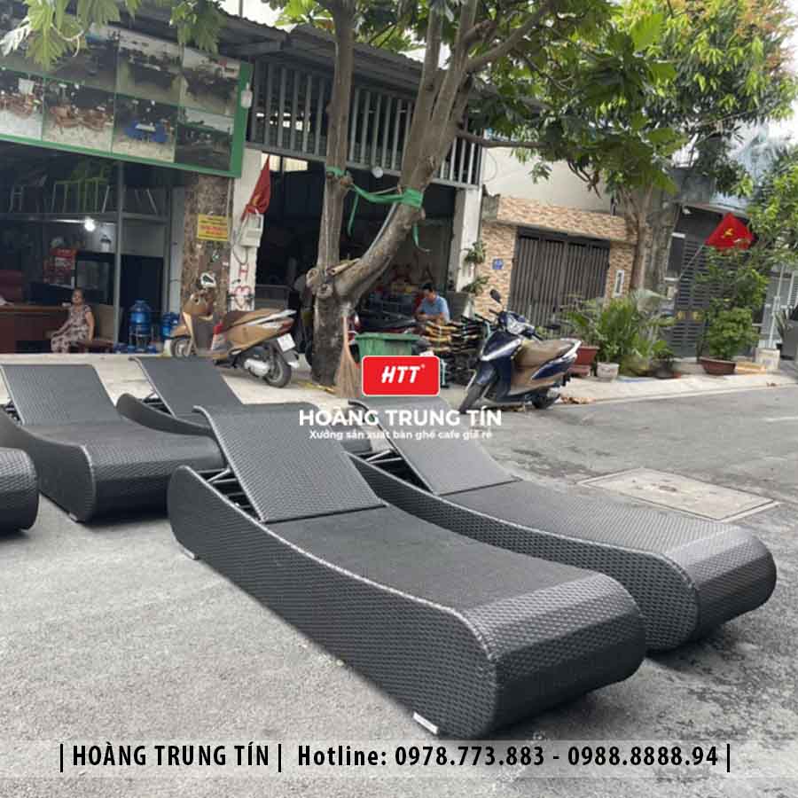 Giường hồ bơi đan nhựa giả mây HTT03