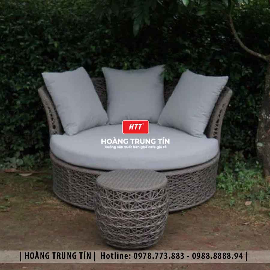 Giường hồ bơi đan nhựa giả mây HTT07