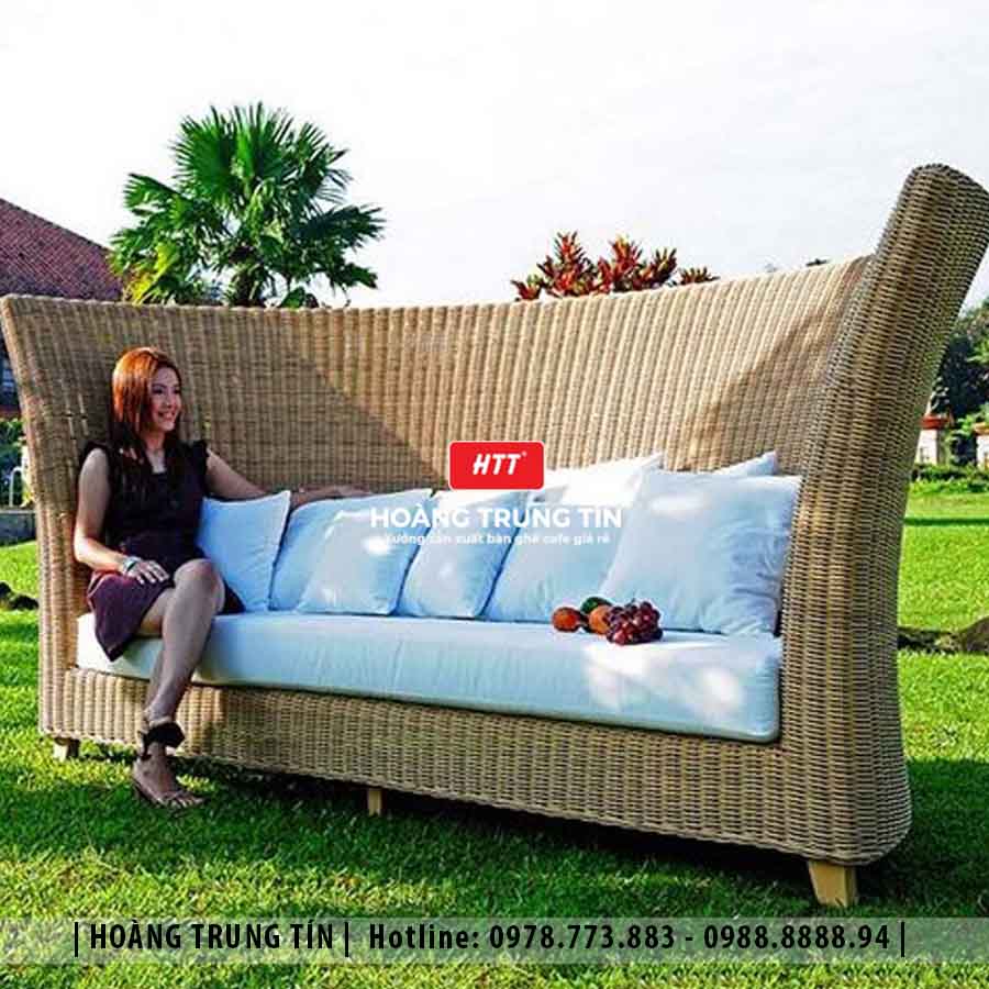 Giường hồ bơi đan nhựa giả mây HTT08