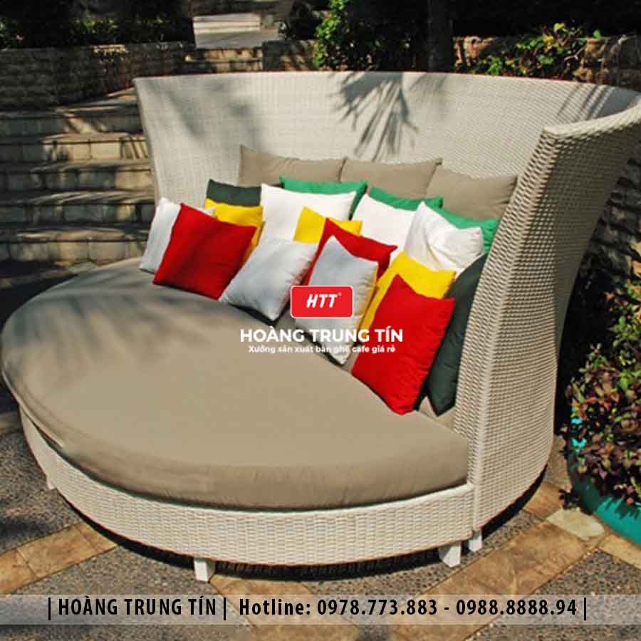 Giường hồ bơi đan nhựa giả mây HTT09