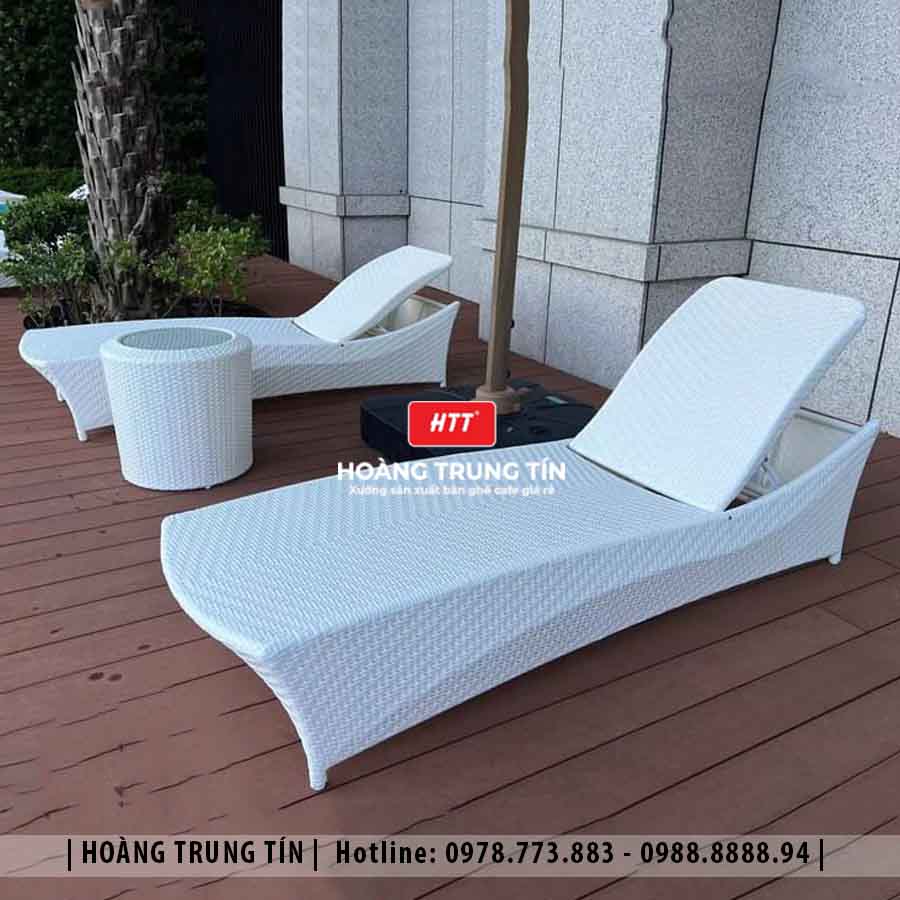 Giường hồ bơi đan nhựa giả mây HTT04