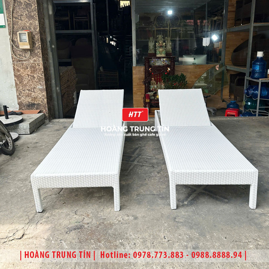 Giường tắm nắng đan nhựa giả mây HTT022