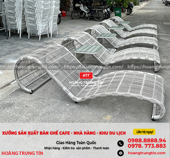Giường tắm nắng nhựa giả mây ưa chuộng