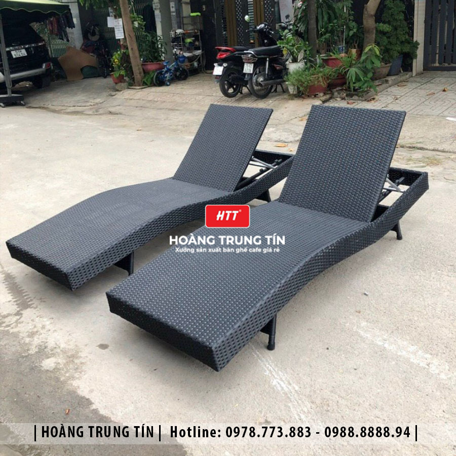 Giường tắm nắng đan nhựa giả mây HTT008