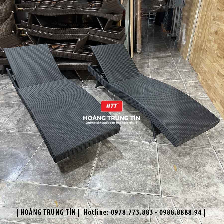Giường tắm nắng đan nhựa giả mây HTT010