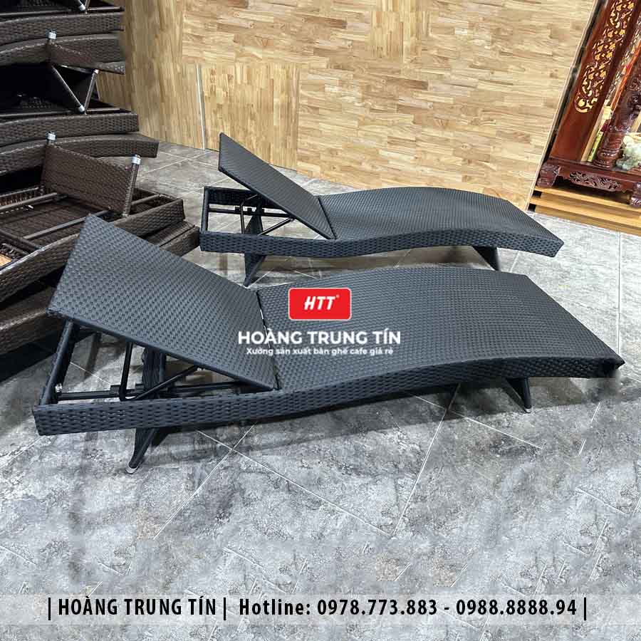 Giường tắm nắng đan nhựa giả mây HTT010