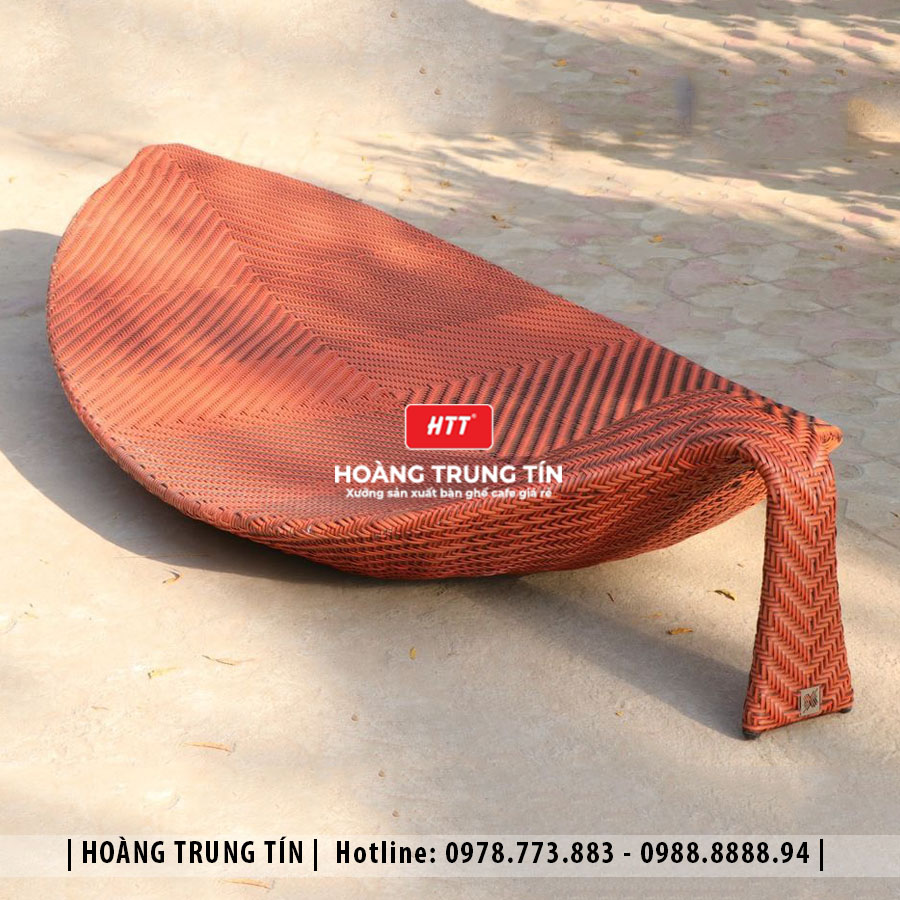 Giường tắm nắng đan nhựa giả mây HTT004