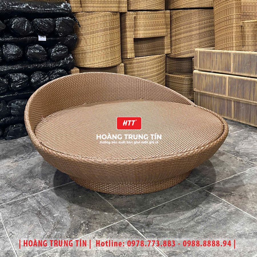 Giường tắm nắng đan nhựa giả mây HTT031
