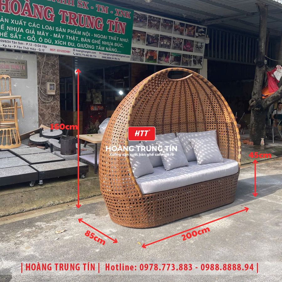 Ghế trang trí mái vòm đan nhựa giả mây HTT012