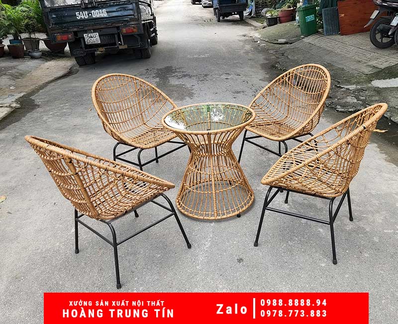 Bàn ghế nhựa giả Mây sân vườn