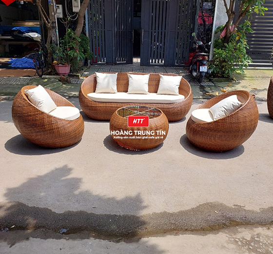 Bàn ghế sofa cafe nhựa giả mây HTT-011