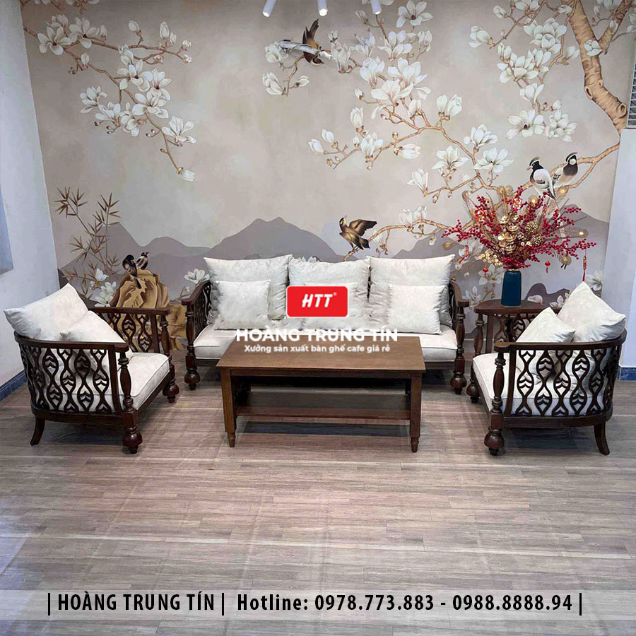Sofa gỗ nệm cao cấp HTT05