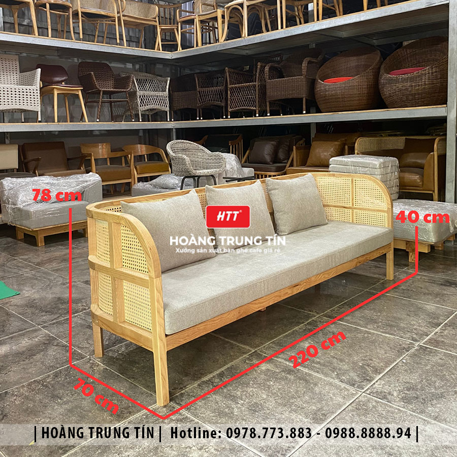 Sofa gỗ nệm cao cấp HTT04