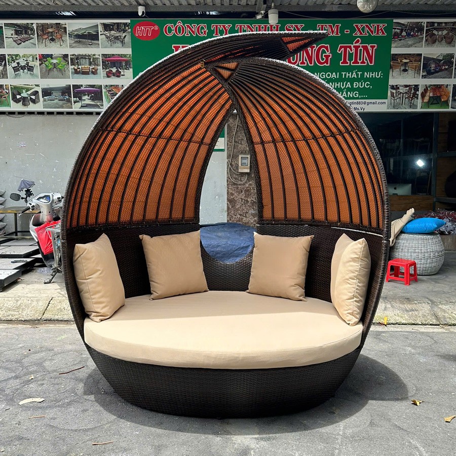 Sofa m&aacute;i v&ograve;m nhựa giả m&acirc;y khung gỗ HTT-MV02