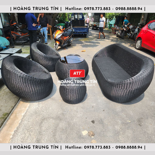 Sofa trứng đan nhựa giả mây HTT027