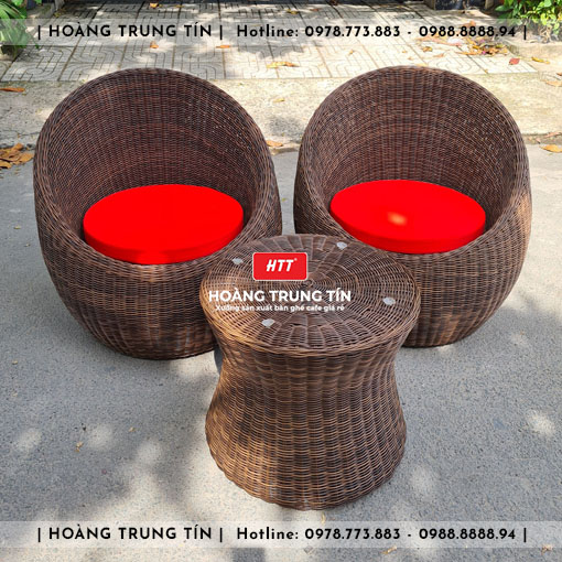 Sofa trứng đan nhựa giả mây HTT028