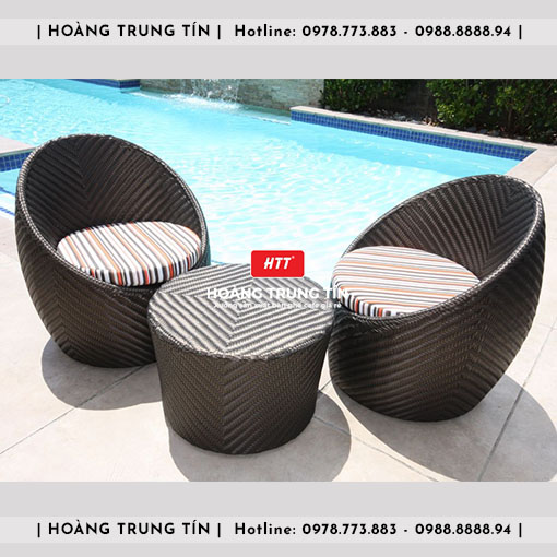 Sofa trứng đan nhựa giả mây HTT029