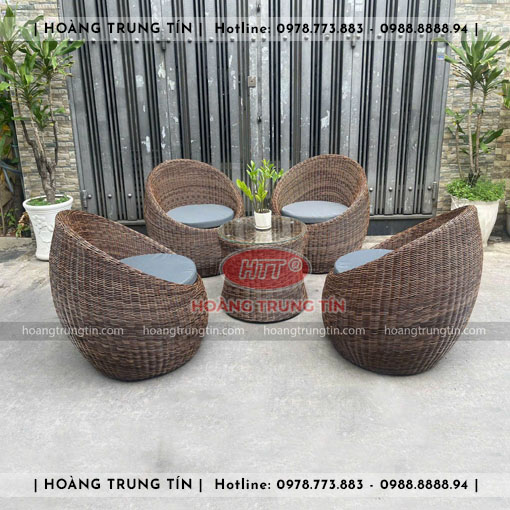Sofa trứng đan nhựa giả mây HTT035