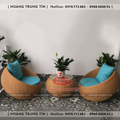 Sofa trứng đan nhựa giả mây HTT037