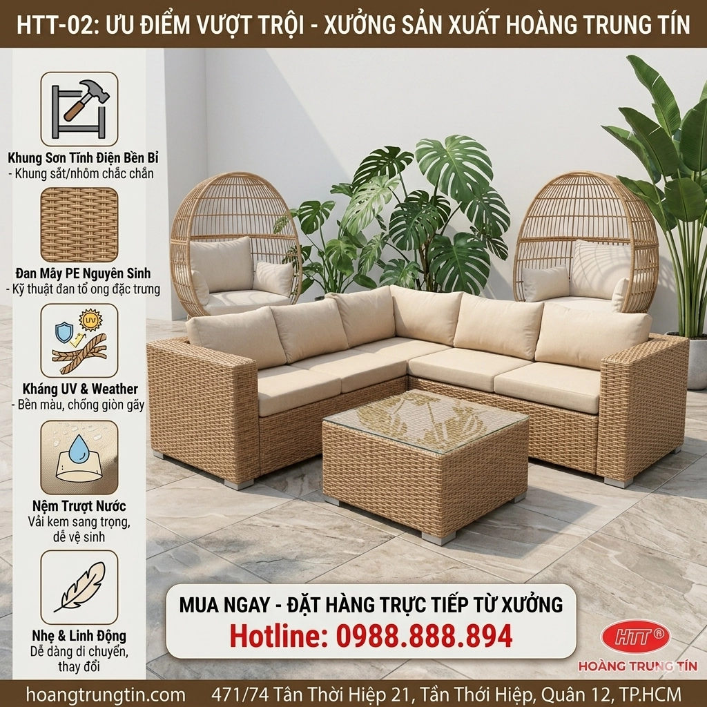 Sofa nhựa giả mây HTT 02 Sofa nhựa giả mây HTT 02
