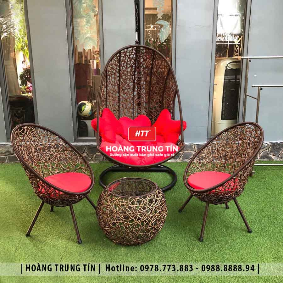 Combo Xích đu đơn đan nhựa giả mây HTT05