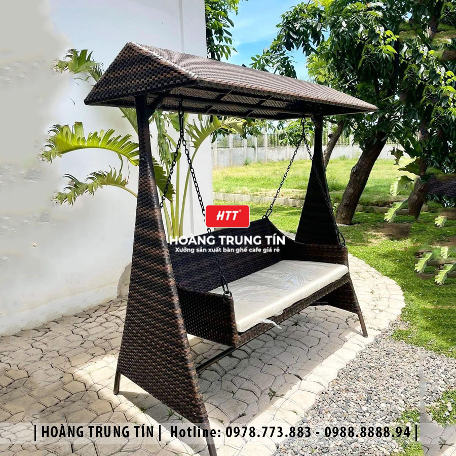 Xích đu đan nhựa giả mây ngoài trời HTT03