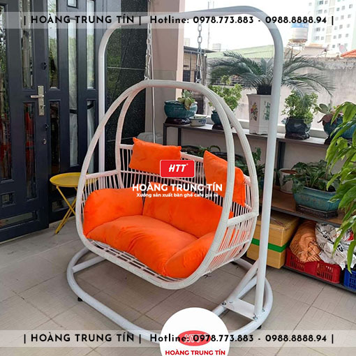 Xích đu đôi đan nhựa giả mây HTT01