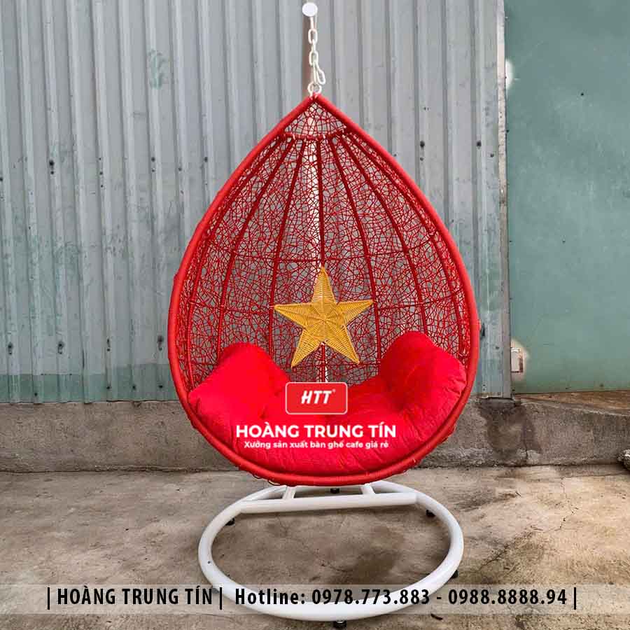 Xích đu đơn đan rối nhựa giả mây HTT01