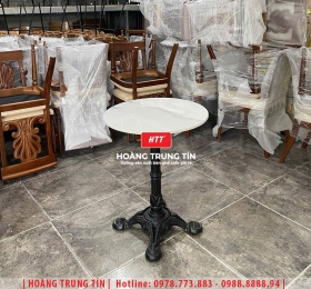 Bàn cafe chân gang đúc mặt đá HTT01