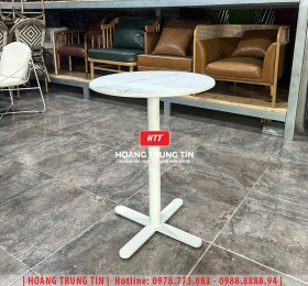 Bàn cafe chân sắt mặt đá HTT03