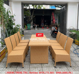 Bàn ghế nhà hàng đan nhựa mây HTT034