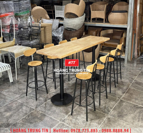 Bàn ghế bar sắt gỗ HTT01