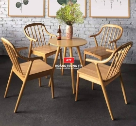 Bộ bàn ghế cafe gỗ nệm BCF005