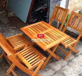 Bàn ghế cafe gỗ dạng xếp gọn