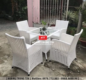 Bàn ghế nhựa giả mây ngoài trời HTT034